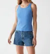 Michael Stars Cassie Thin Banded Tank Top In Salt Water In Blue