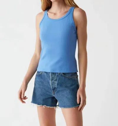 Michael Stars Cassie Thin Banded Tank Top In Salt Water In Blue