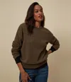 Michael Stars Celeste Crew Neck Cashmere Sweater In Heather Chestnut