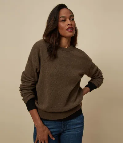 Michael Stars Celeste Crew Neck Cashmere Sweater In Heather Chestnut
