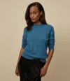 Michael Stars Celeste Crew Neck Cashmere Sweater In Heather Sapphire