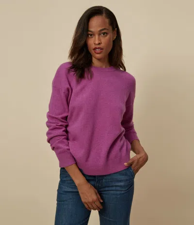 Michael Stars Celeste Crew Neck Cashmere Sweater In Heather Violet