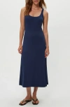 Michael Stars Celine Rib Midi Dress In Blue