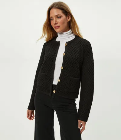 Michael Stars Cera Honeycomb Stitch Cardigan In Black
