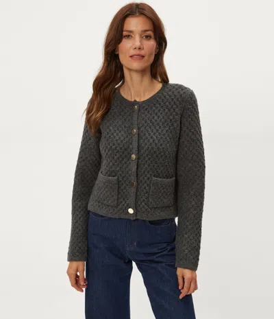Michael Stars Cera Honeycomb Stitch Cardigan In Gray