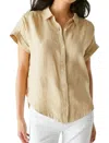 Michael Stars Charlie Linen Short Sleeve Button Down Shirt In Natural In White