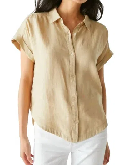 Michael Stars Charlie Linen Short Sleeve Button Down Shirt In Natural In White