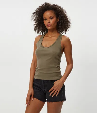 Michael Stars Cher Ribbed Scoop Neck Tank In Green