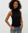 Michael Stars Chiara Drape Neck Tank In Black