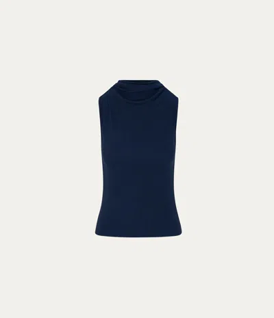 Michael Stars Chiara Drape Neck Tank In Blue