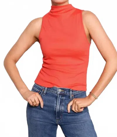 Michael Stars Chiara Drape Neck Tank In Poppyred In Orange
