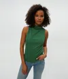Michael Stars Chiara Drape Neck Tank In Palm