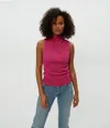Michael Stars Chiara Drape Neck Tank In Pitaya