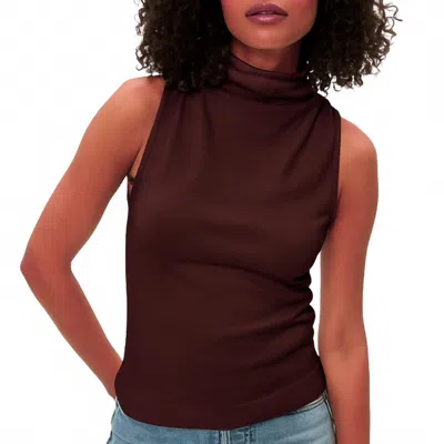 Michael Stars Chiara Drape Neck Tank In Espresso In Brown