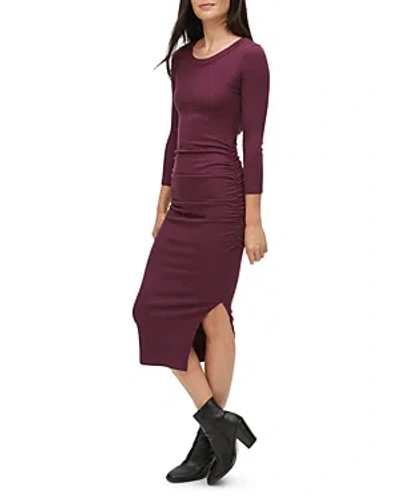 open lace back dress Amirose Ruffle Knit Midi Dress - Plum main image 1