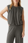 Michael Stars Cindy Bubble Hem Top In Charcoal