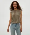 Michael Stars Cindy Bubble Top In Cobblestone