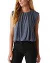 Michael Stars Cindy Bubble Hem Top In Heather Nocturnal
