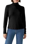 Michael Stars Clara Ruched Neck Turtleneck Top In Black In Black