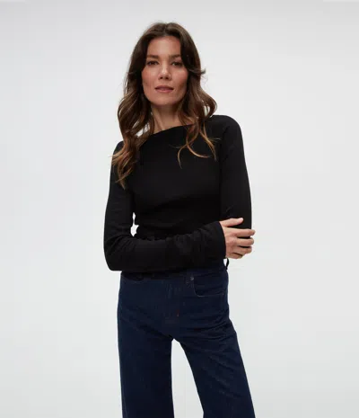 Michael Stars Clarke Ruched Tee In Black