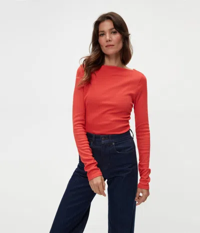 Michael Stars Clarke Ruched Tee In Cherry