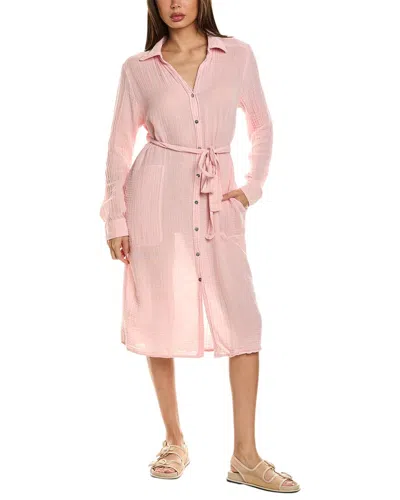 Michael Stars Cleo Button Down Shirt Dress In Pink