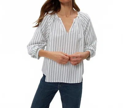 Michael Stars Cleo Notch Neck Top In Navy Stripe In Gray