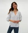 Michael Stars Cleo Notch Neck Top In Navy Stripe