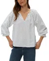 Michael Stars Cleo Notch Neck Top In Navy Stripe