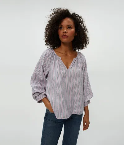 Michael Stars Cleo Notch Neck Top In Sachet Stripe