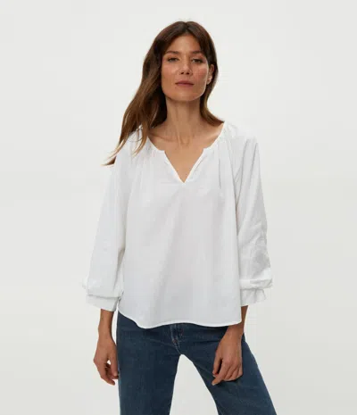 Michael Stars Cleo Notch Neck Top In White