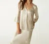 Michael Stars Cobie V-neck Satin Top In Beige