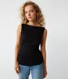 Michael Stars Coco Ruched Tank In Black