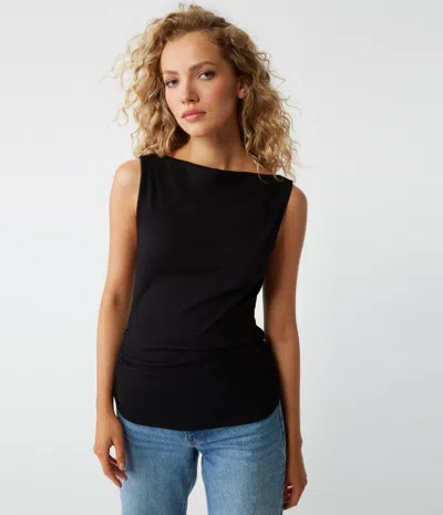 Michael Stars Coco Ruched Tank In Black