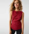 Michael Stars Coco Ruched Tank In Carmine