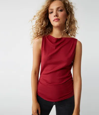 Michael Stars Coco Ruched Tank In Carmine