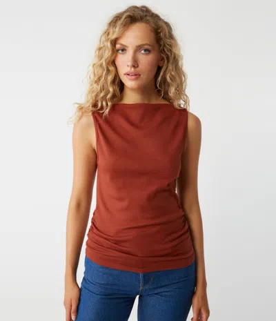 Michael Stars Coco Ruched Tank In Lava