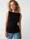 Michael Stars Coco Ruched Tank In Black