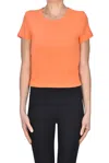Michael Stars Cropped Cotton T-shirt In Orange