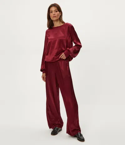 Michael Stars Cyrus Satin Pant In Burgundy