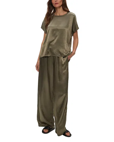 Michael Stars Cyrus Satin Wide Leg Pants In Green