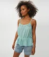 Michael Stars Dahlia Crochet Trim Waist Tie Tank In Blue