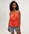 Michael Stars Dahlia Crochet Trim Waist Tie Tank In Red