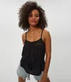 Michael Stars Dahlia Crochet Trim Waist Tie Tank In Black
