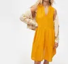Michael Stars Daisy Double-gauze Dress In Yellow