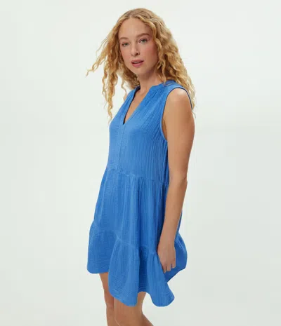 Michael Stars Daisy Gauze Dress In Blue