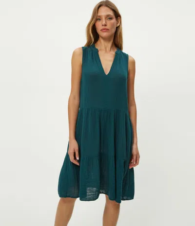 Michael Stars Daisy Gauze Dress In Green