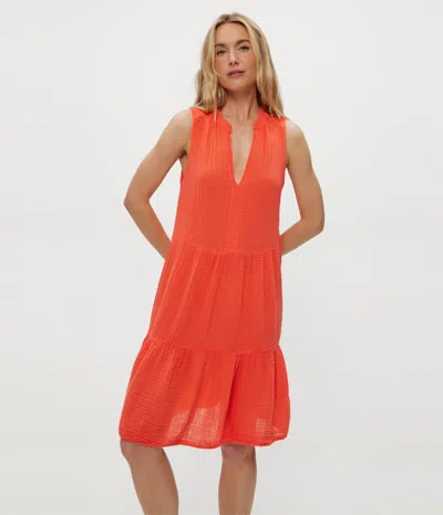 Michael Stars Daisy Gauze Dress In Orange