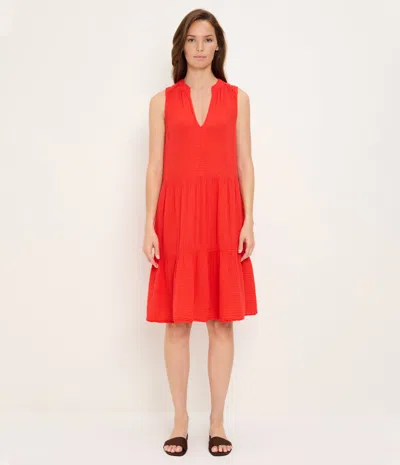Michael Stars Daisy Gauze Dress In Red