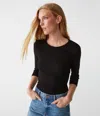 Michael Stars Dakota 3/4 Sleeve Tee In Black